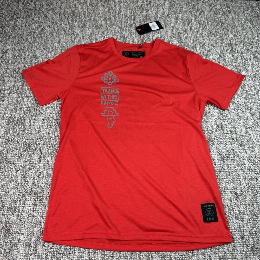 Roark Shirt Mens Small Run Amok‎ Mathis Happy Sun Short Sleeve Red NWT